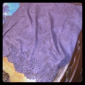 Skies are Blue- Reid Laser cut Faux suede skirt